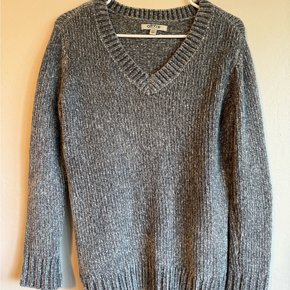 Orvis Charcoal Knit V-Neck Sweater